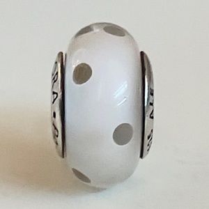 Pandora White and Grey Polka Dots Charm